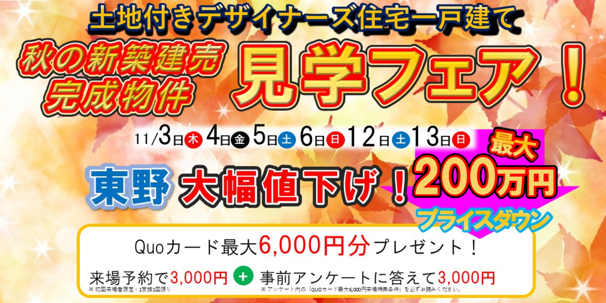 秋の新築建売 完成物件見学フェア🏠